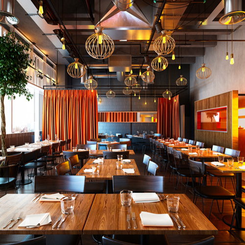a dining table in a restaurant