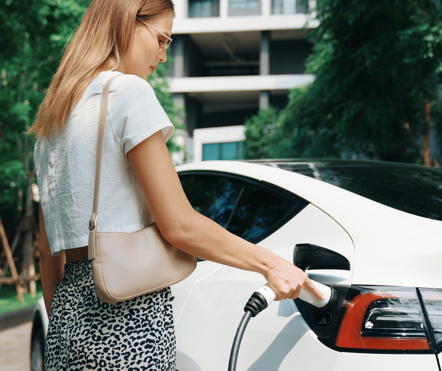 a woman in a car